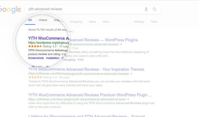 Product rating in google pages