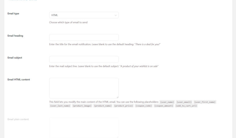 Promotional email options