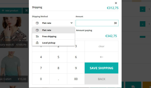 Register screen - Add shipping fee