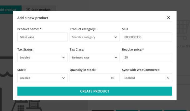 Add new product from Register