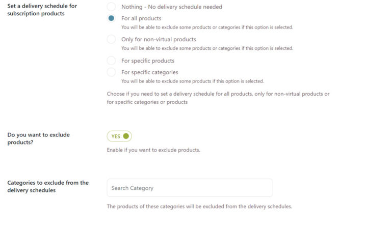Subscription Delivery schedule settings (1/2)