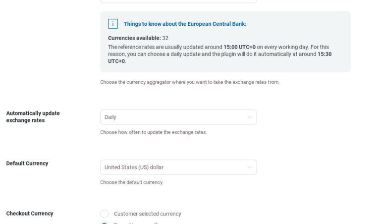 General settings - Automatic rates