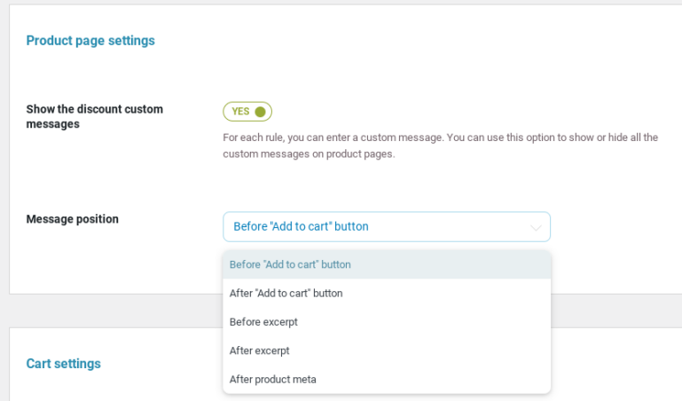 Product page settings