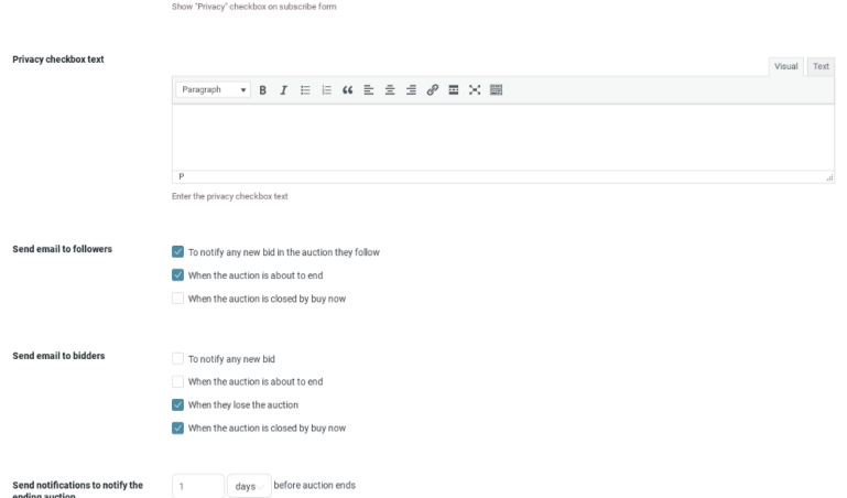 Cron settings & user notifications