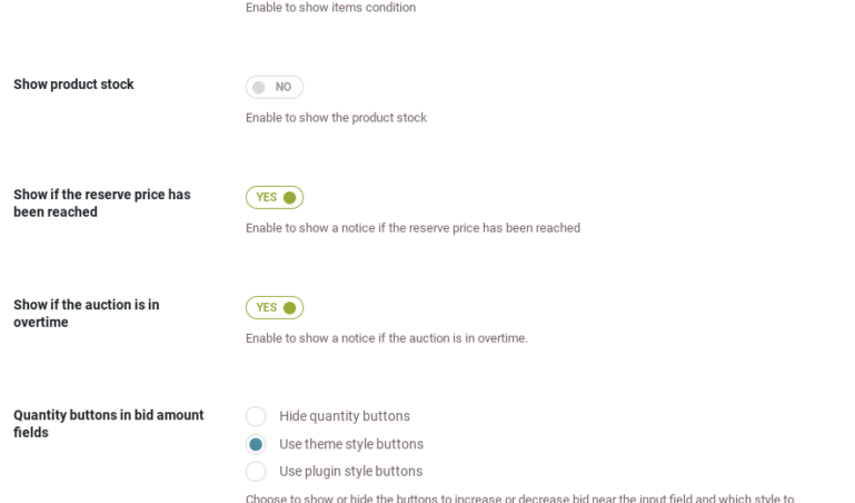 Auctions page