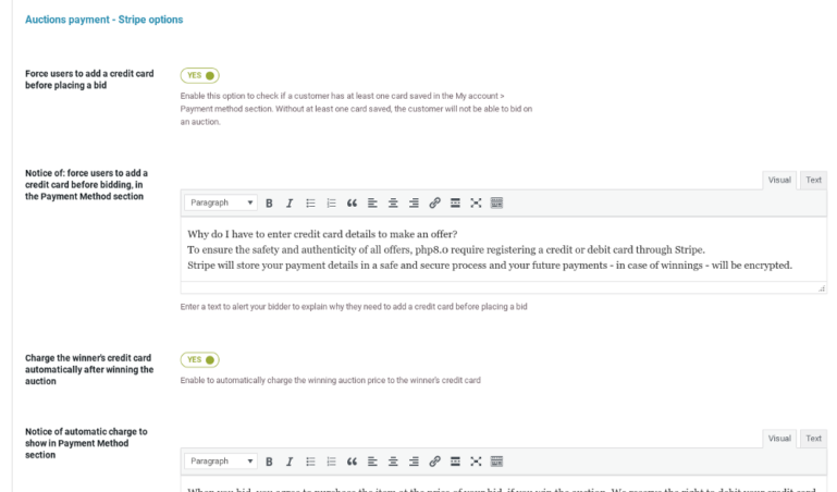 YITH Stripe integration options