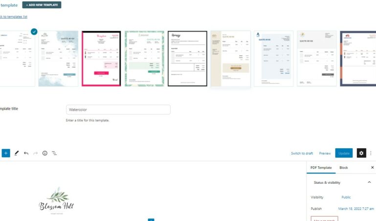 PDF templates builder