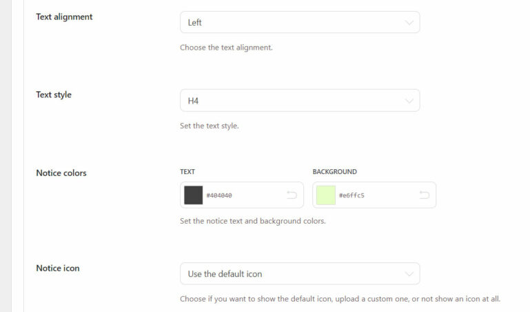 Customization - Added notice