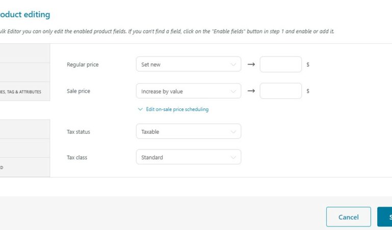 Bulk product editing - Prices