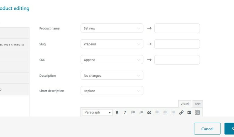 Bulk product editing - General