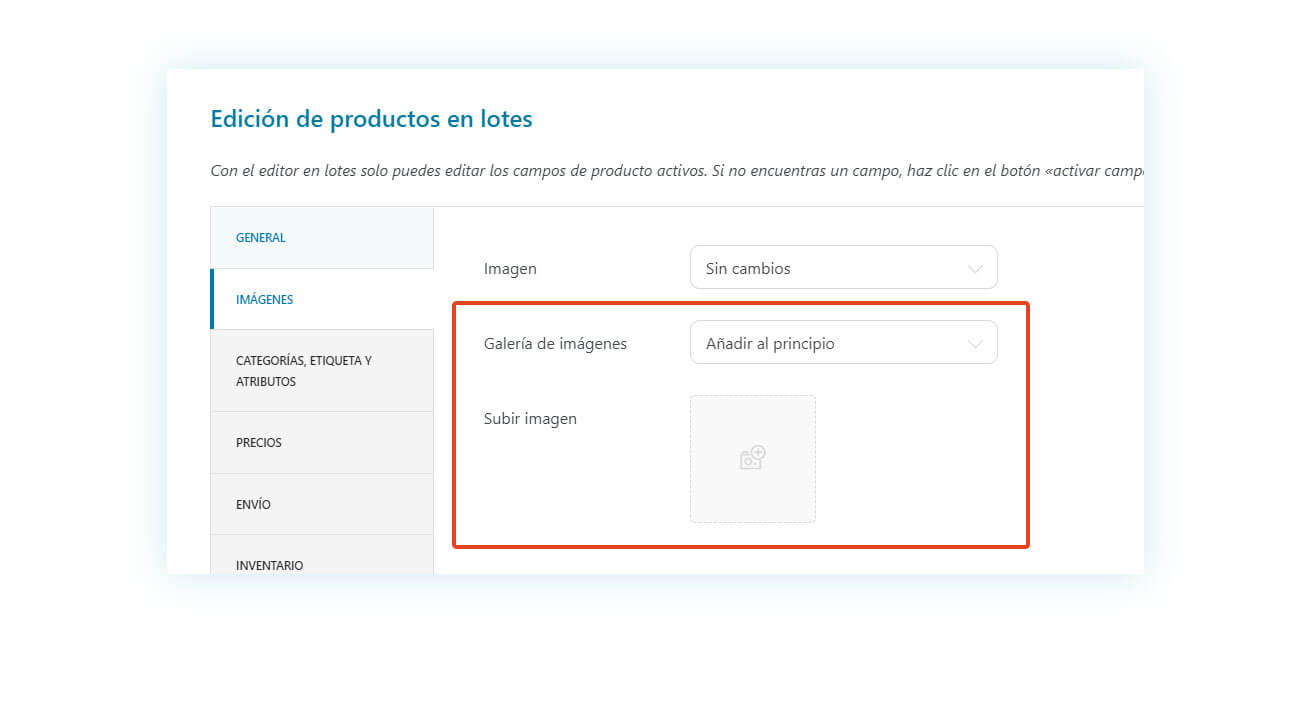 Edición imágenes de productos en lotes