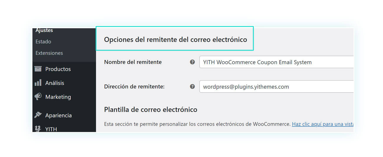 Dirección de correo electrónico de WooCommerce