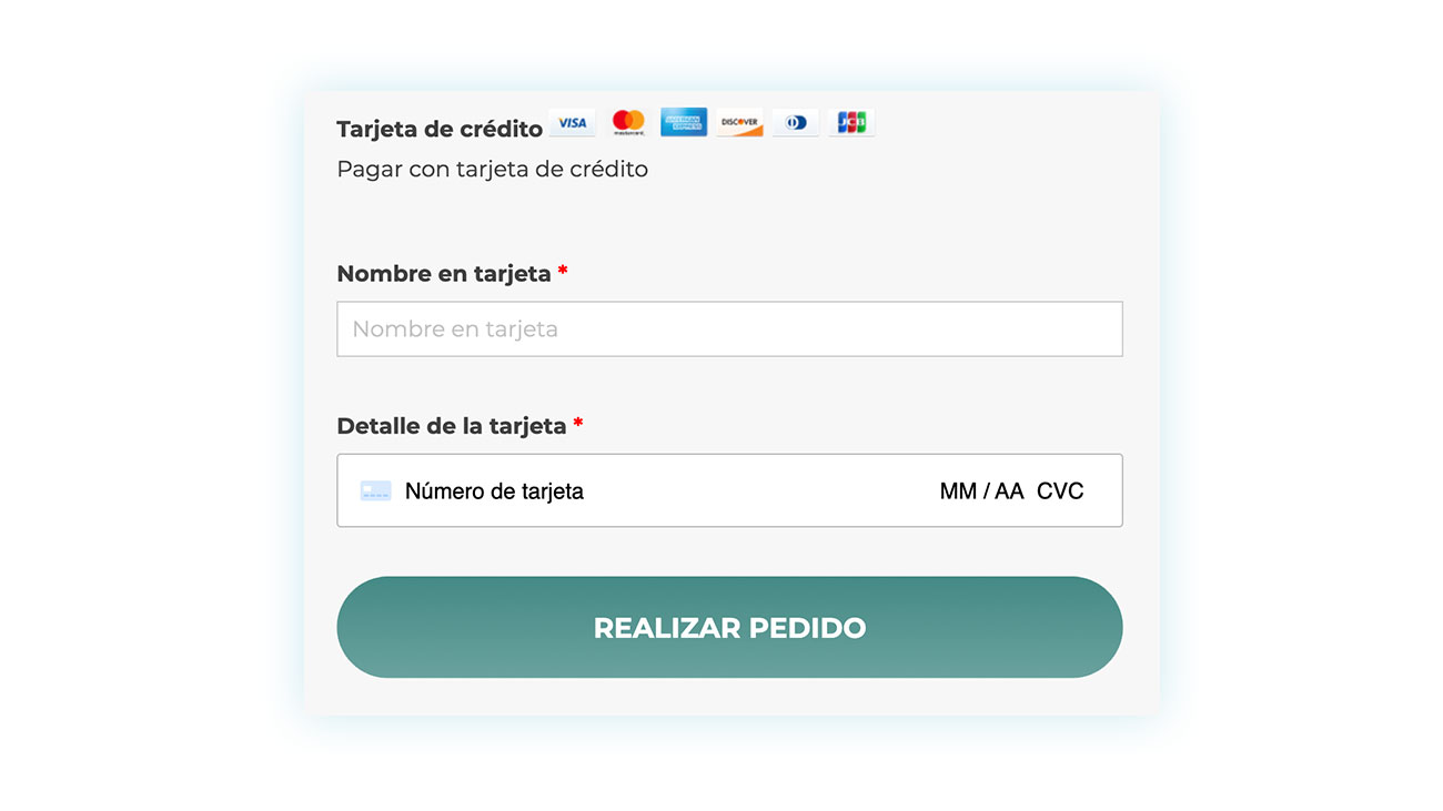 Agregar información de la tarjeta de crédito