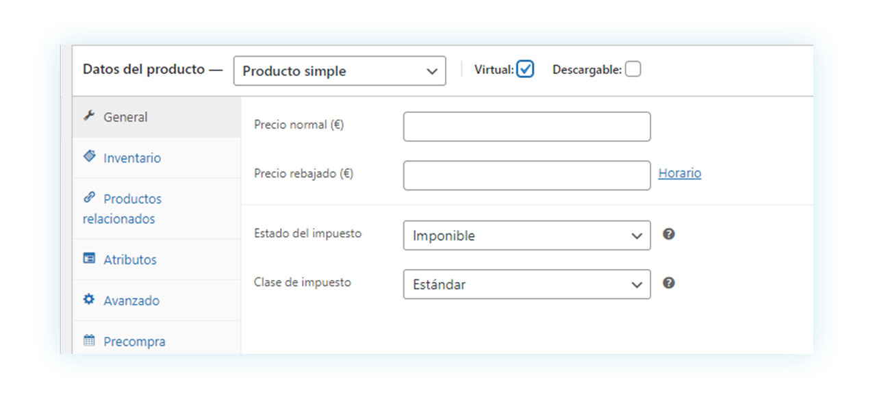 Producto simple y virtual y/o descargable