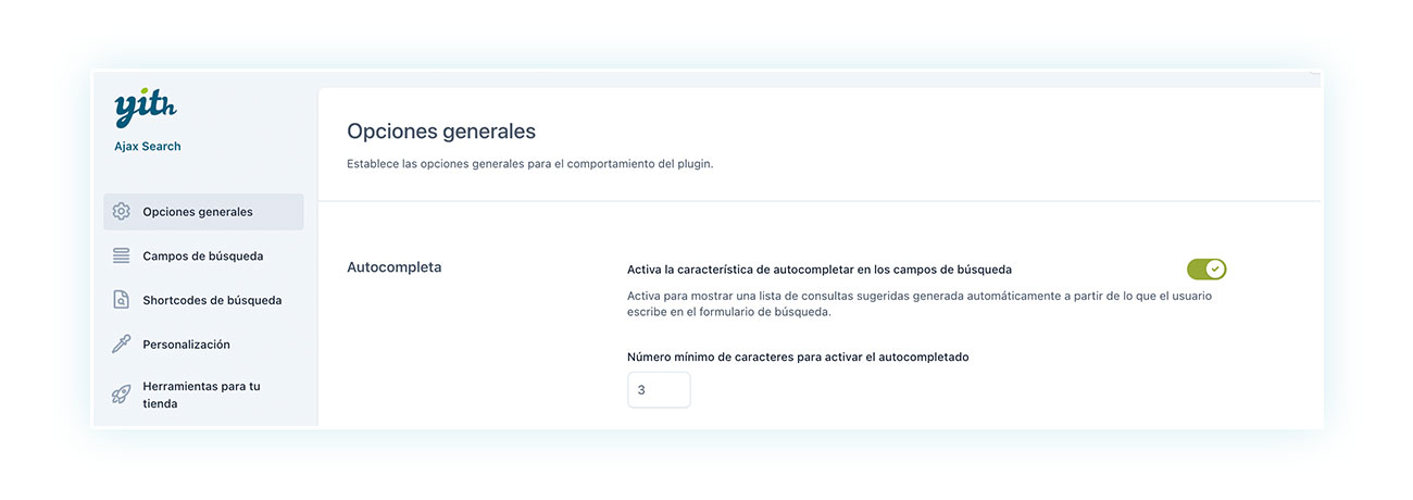 Opción de autocompletado en las opciones generales