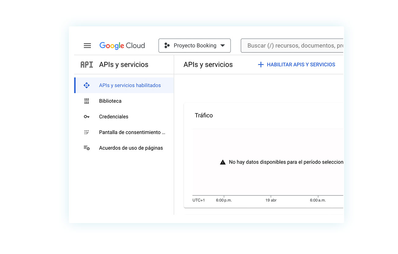 Menú de APIs y servicios