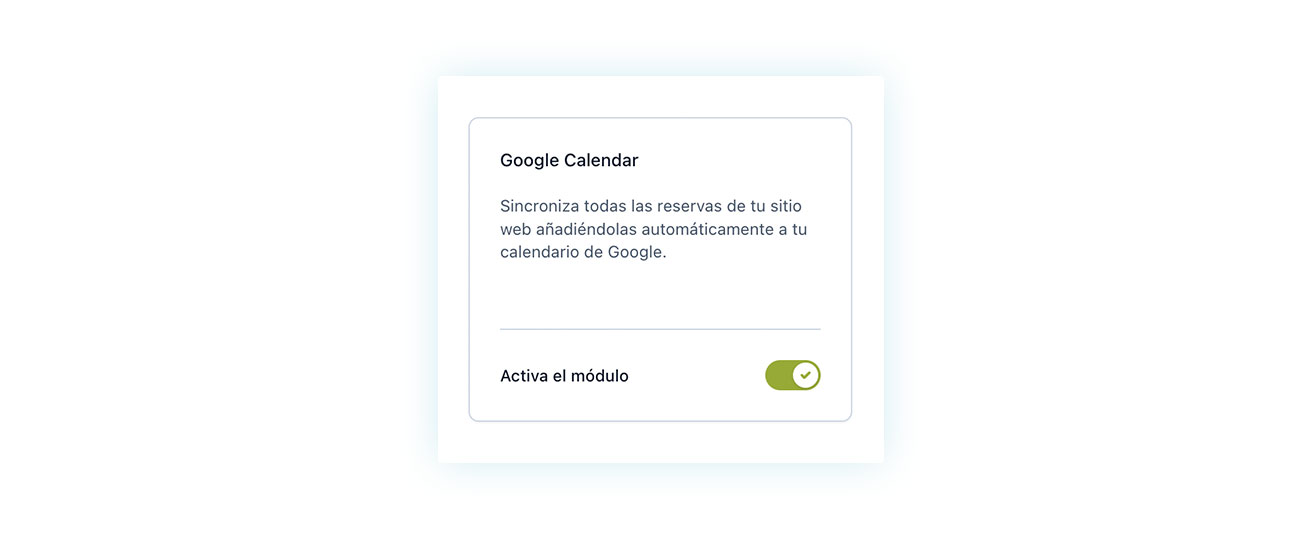 Módulo de Google Calendar activo