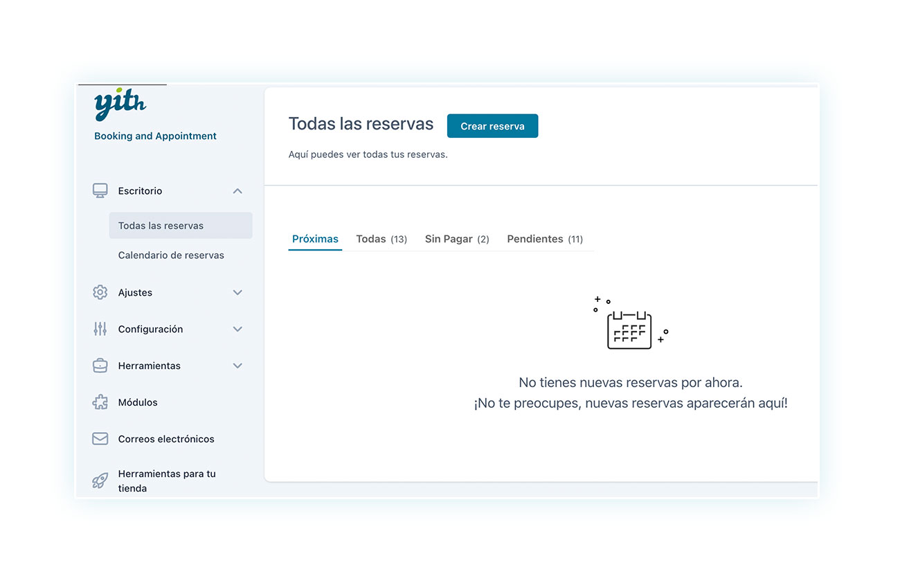 Todas las reservas en el escritorio de Booking