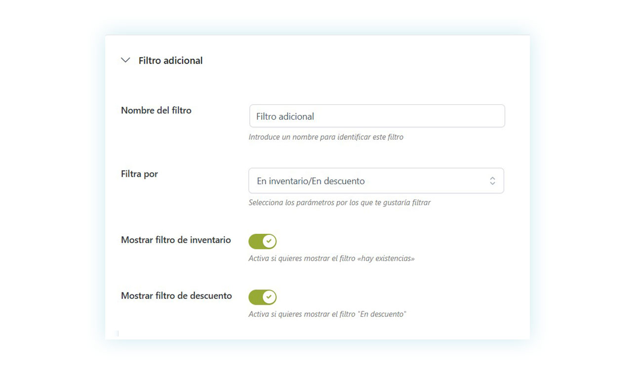 Activación de filtro