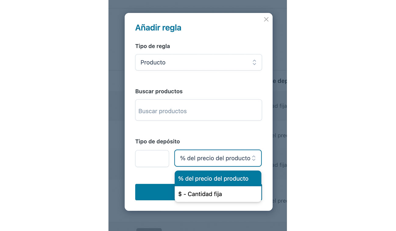 Añadir regla de depósito