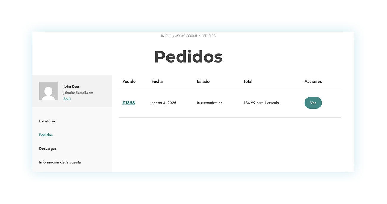 Estado del pedido en Mi Cuenta