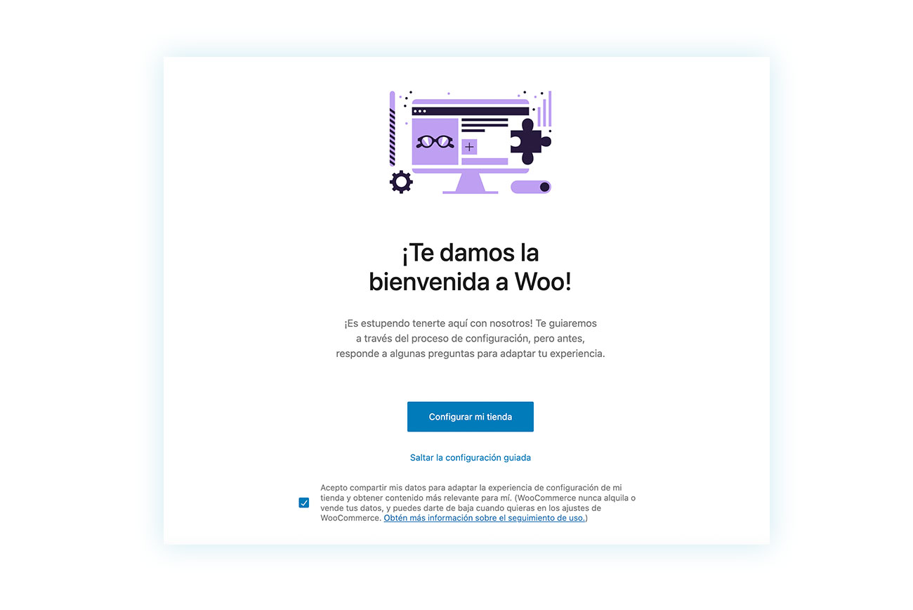 Bienvenida del asistente de configuración