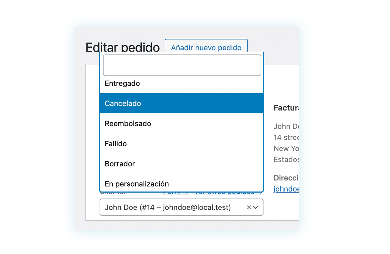 Estados de pedido pre-configurados