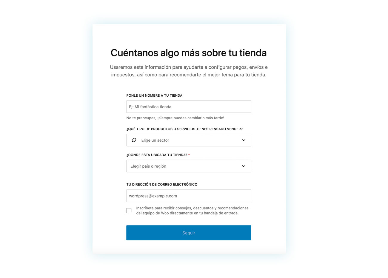 Información sobre la tienda