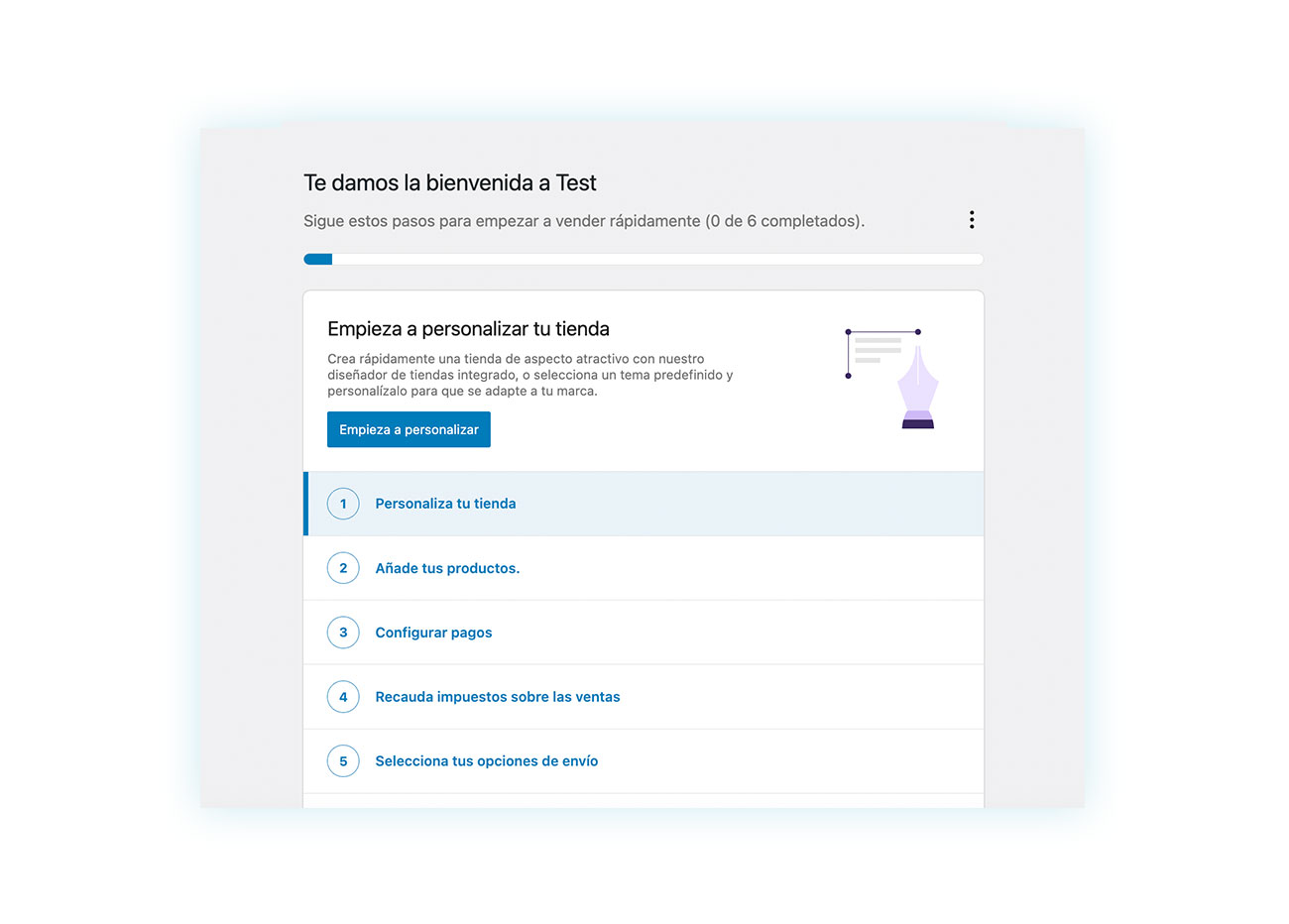 Panel de control del sitio