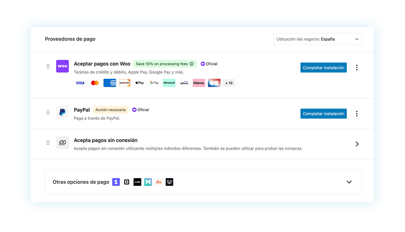 Proveedores de pago