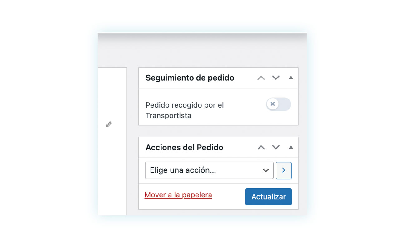 Seguimiento de pedido en pedido específico