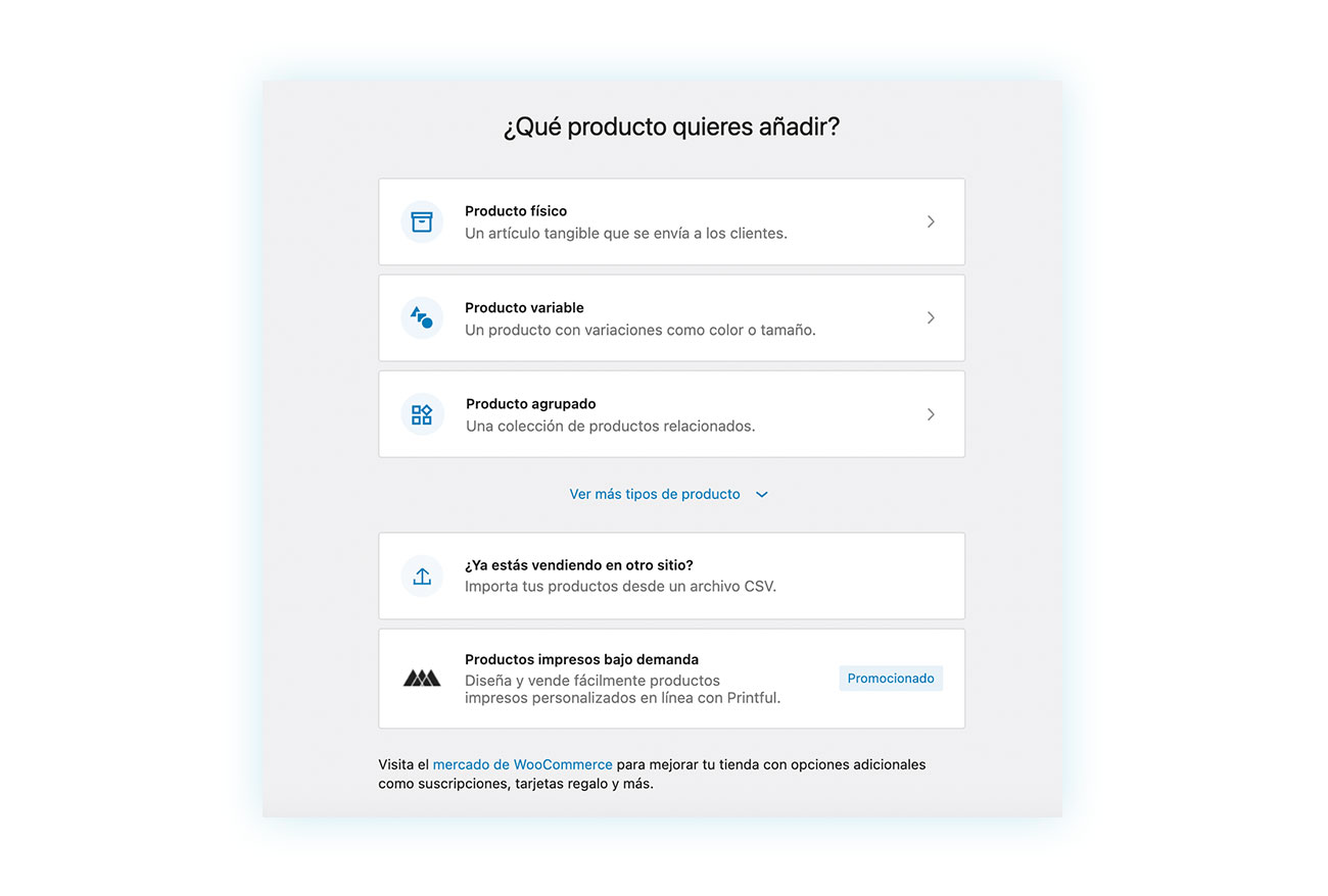Productos a añadir