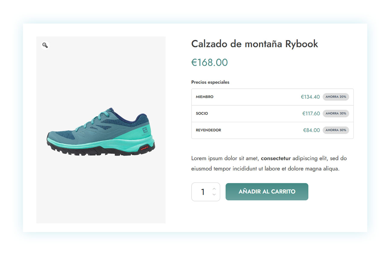 Precios diferentes según el tipo de usuario