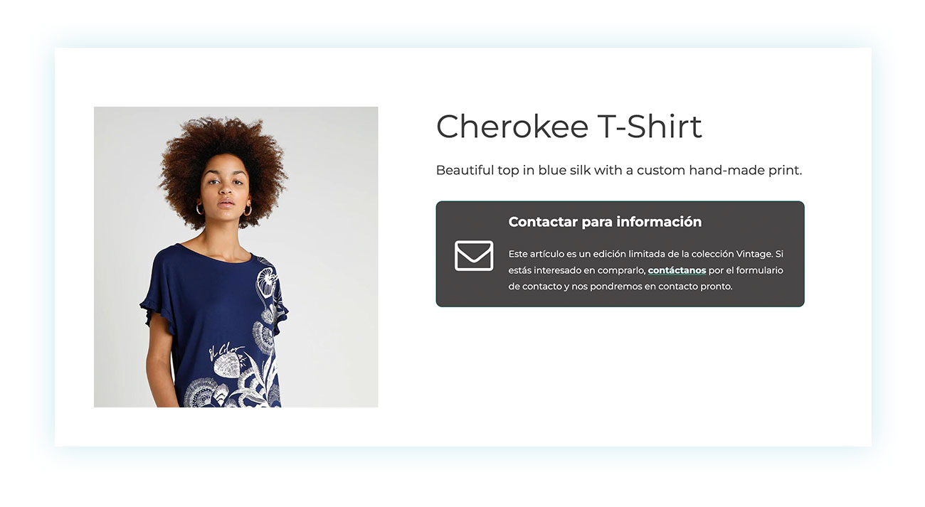 Ejemplo de contactar para más información