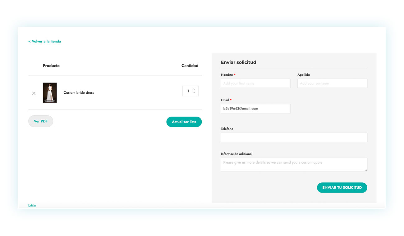 Formulario para solicitar presupuesto