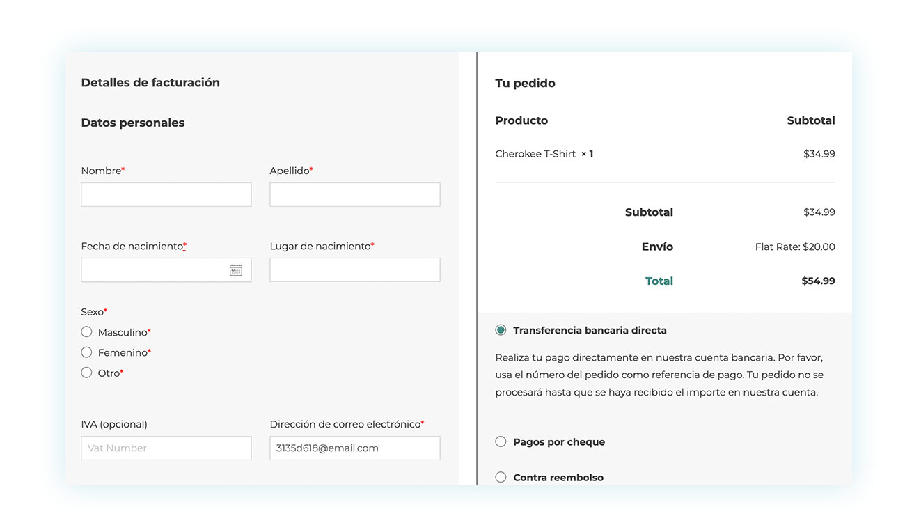Página de checkout personalizada