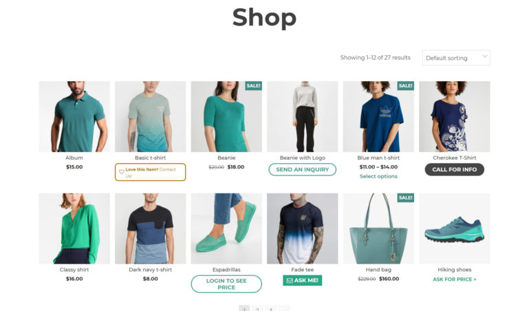 Shop page