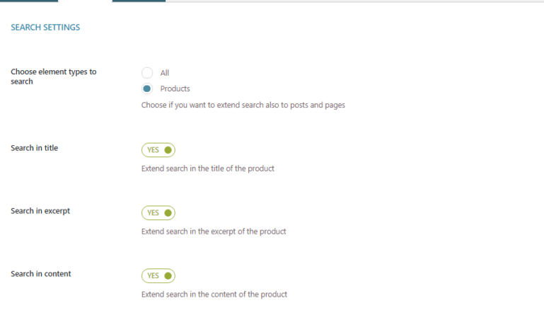 search settings
