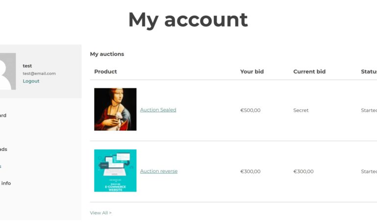 My account - My Auctions