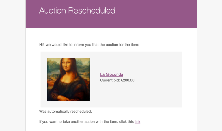 Auction rescheduled