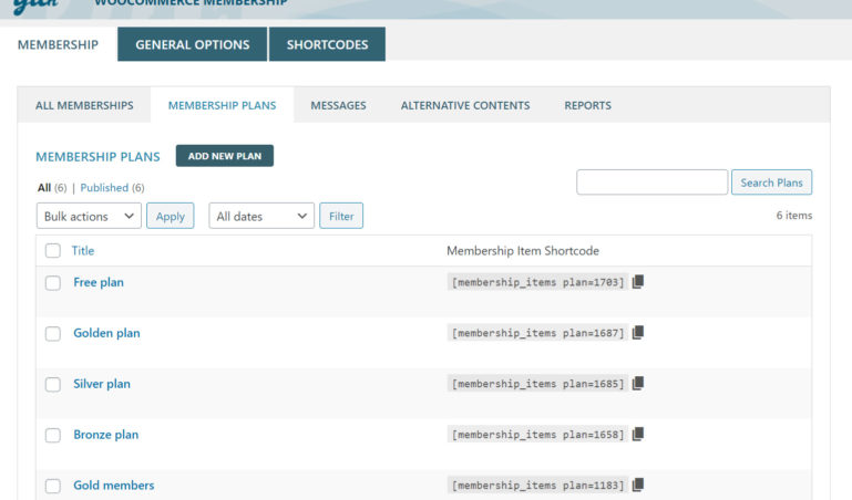 Membership plans
