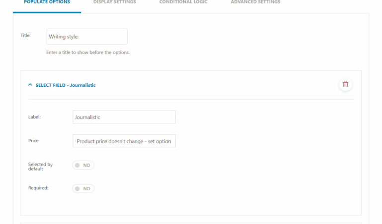 Select dropdown