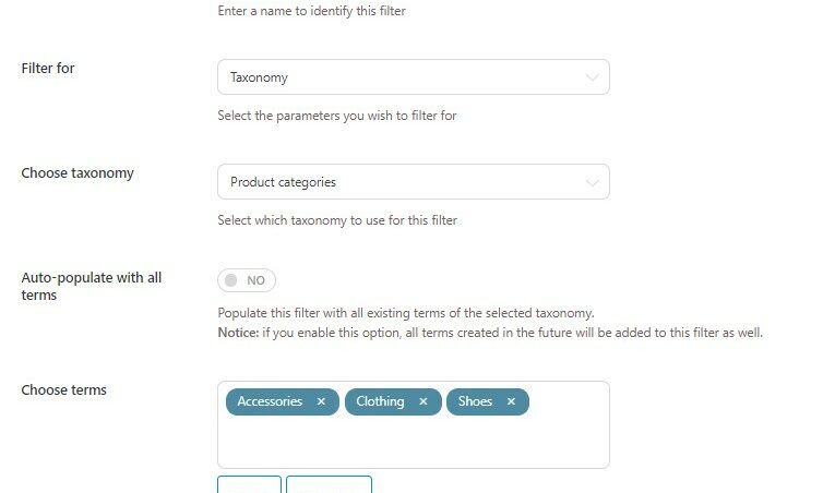 Taxonomy filter