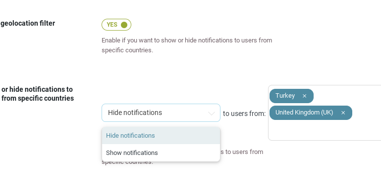 Display options - geolocation