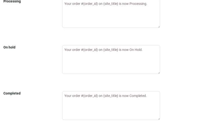 SMS settings - Order status 