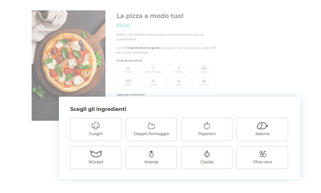 Ingredienti selezionabili