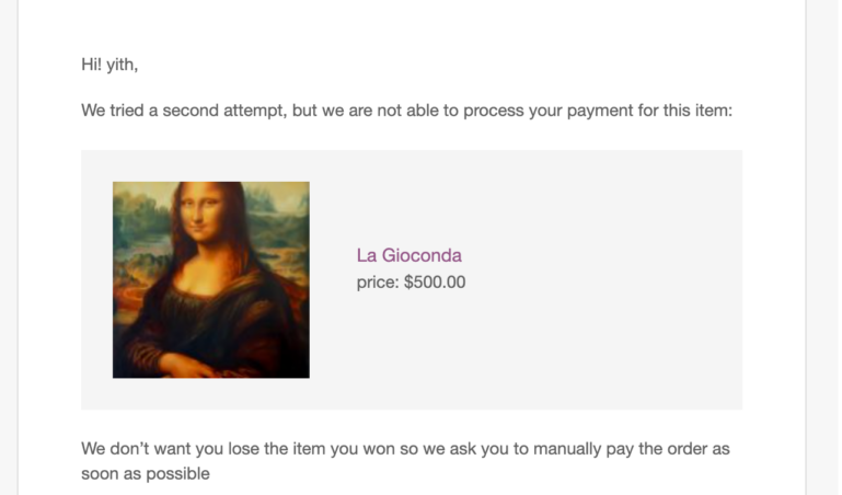 Second failed payment attempt - card need verification