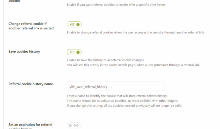 General options - Cookie options