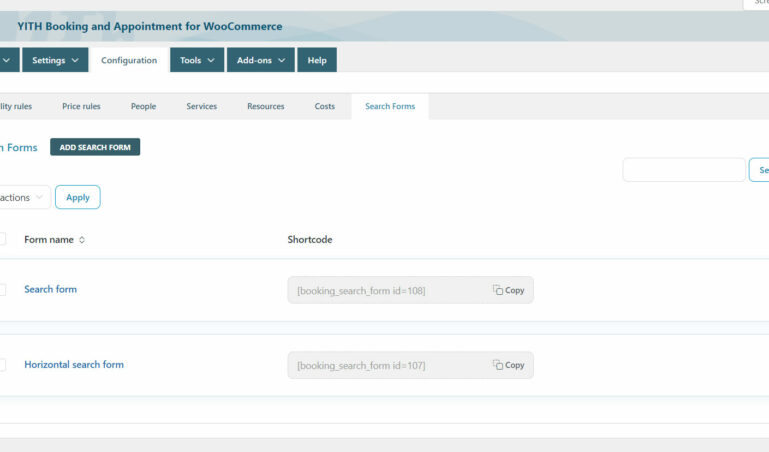 Configuration - Search forms