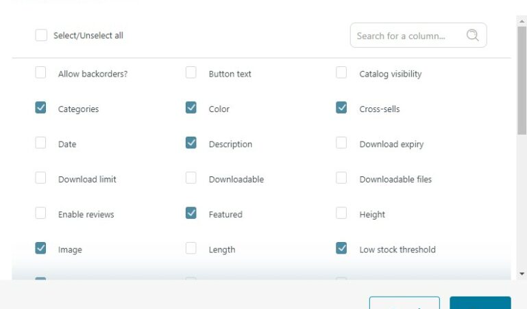 Show/Hide columns